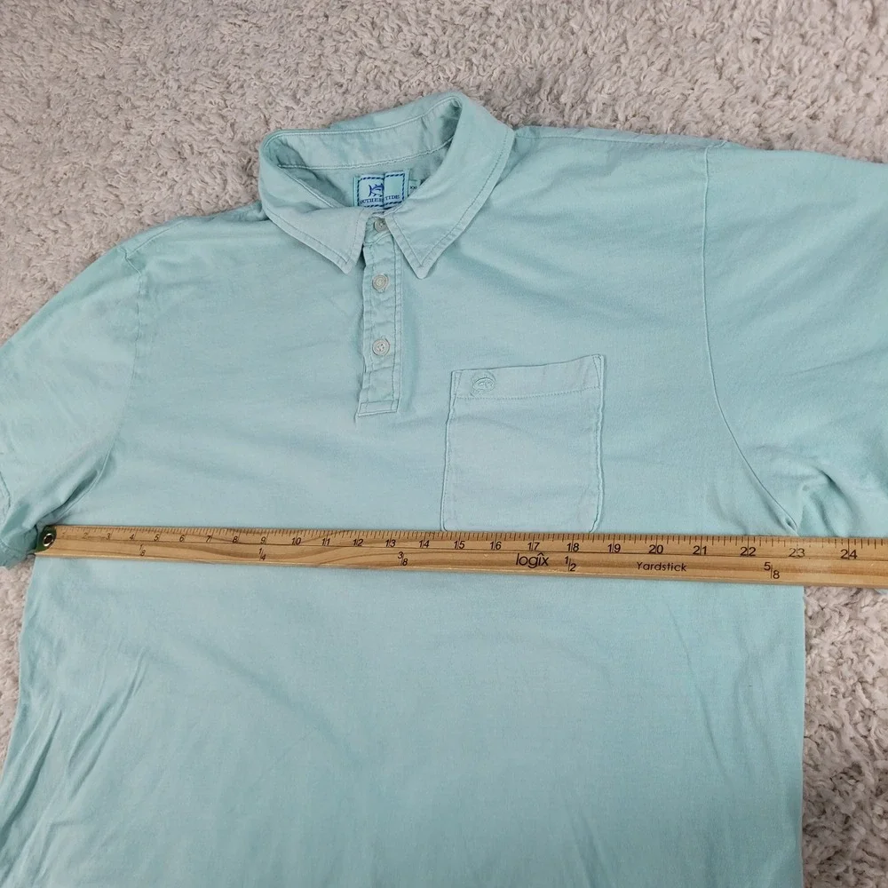 Southern Tide Polo Shirt Mens XXL Blue Green Mint Short Sleeve 100%Cotton Pocket